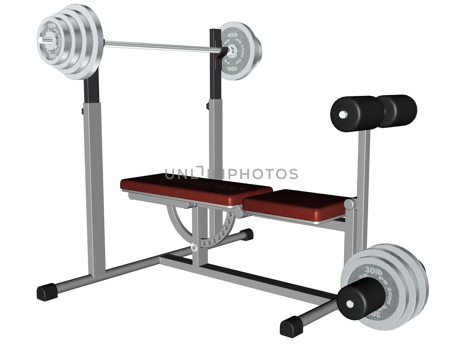 3D rendered excersise equipment rendered on white bachground isolated