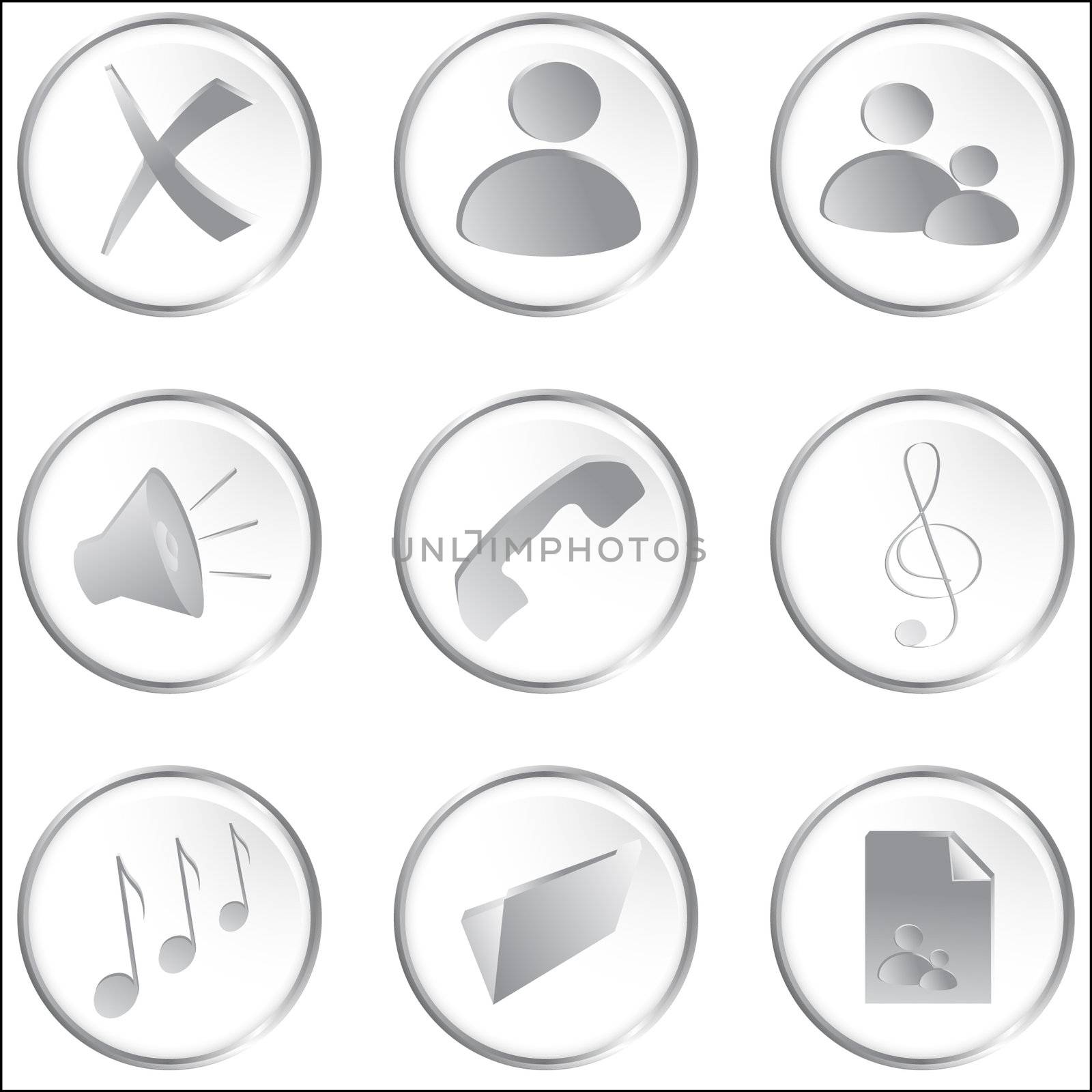 Vector Illustration of the white round web buttons set 2