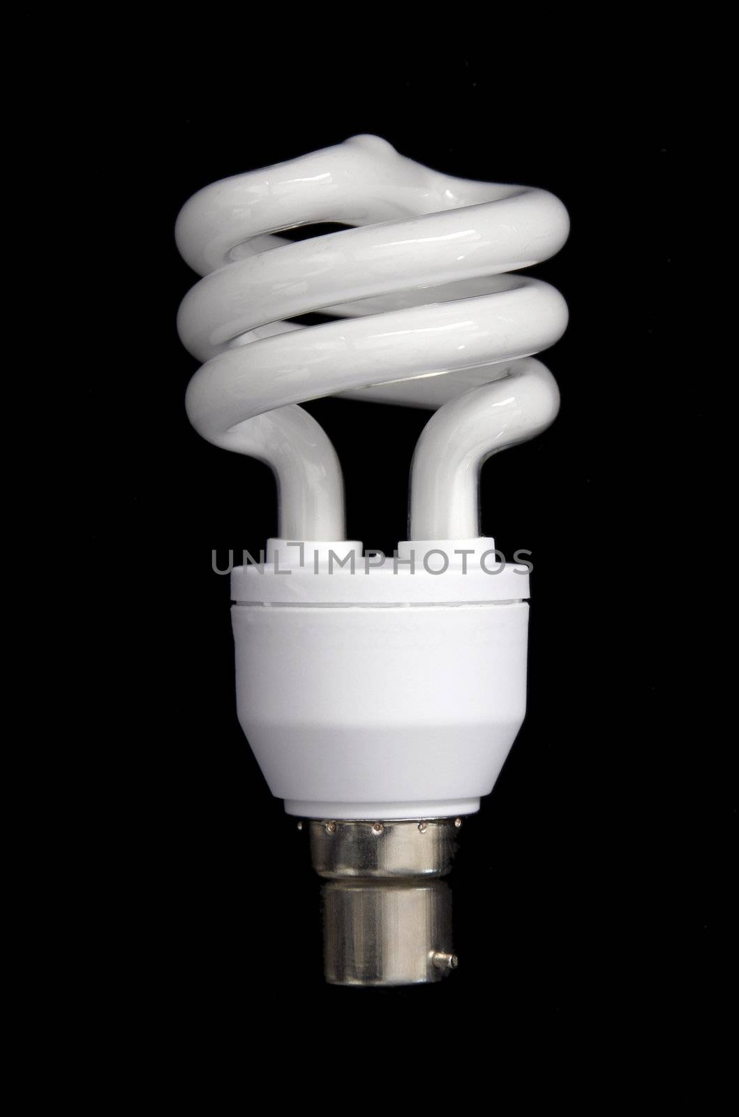 Spiral Energy Saving Light Bulb On A Black Background