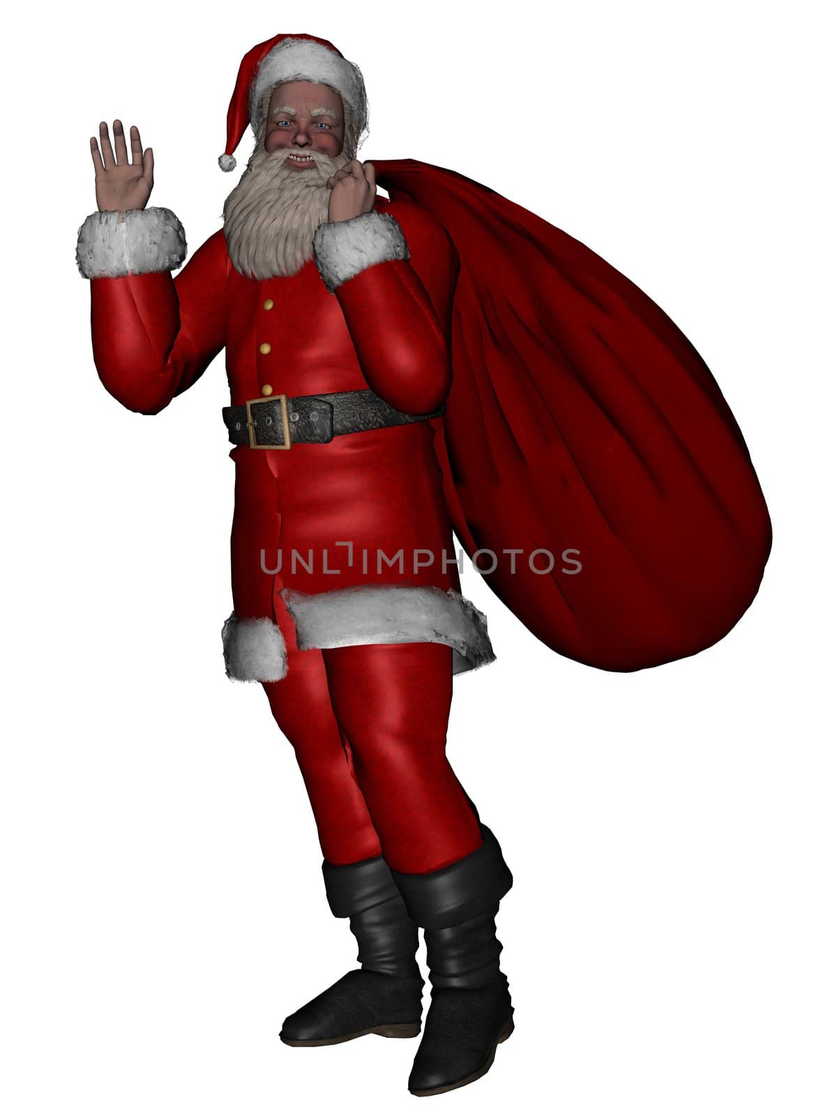 3D rendered Santa Claus on white background isolated