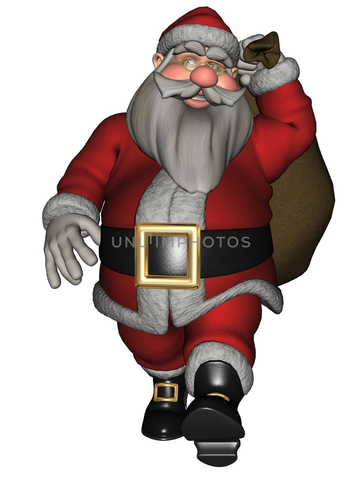 3D rendered Santa Claus on white background isolated