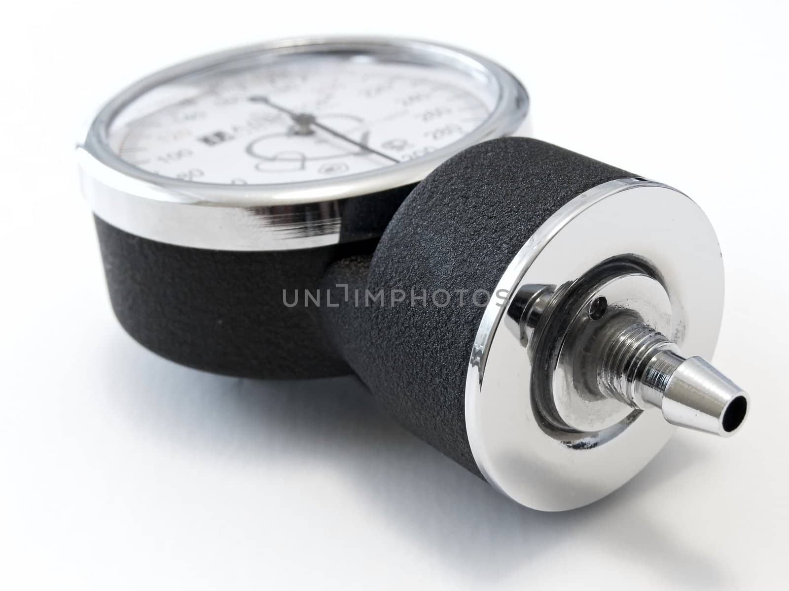 Close up medical manometer against the white background