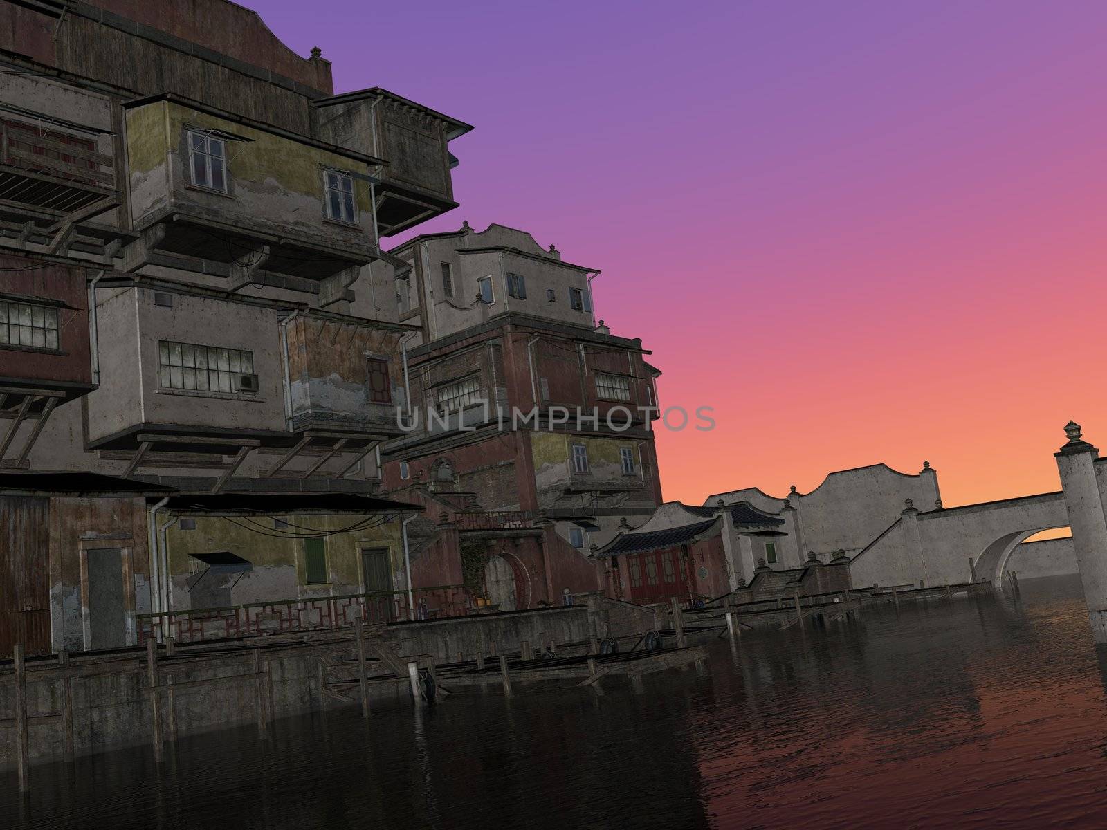 3D rendered image of ancient street of China 