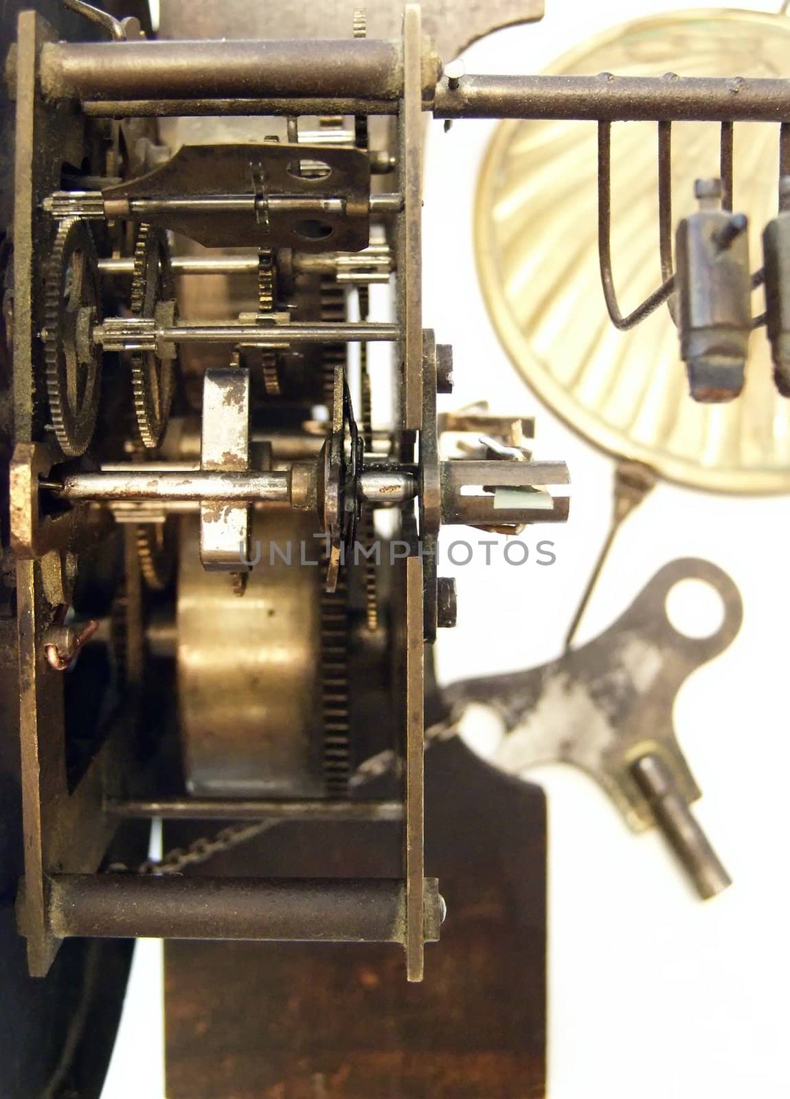 mechanism of the old broken wall clock