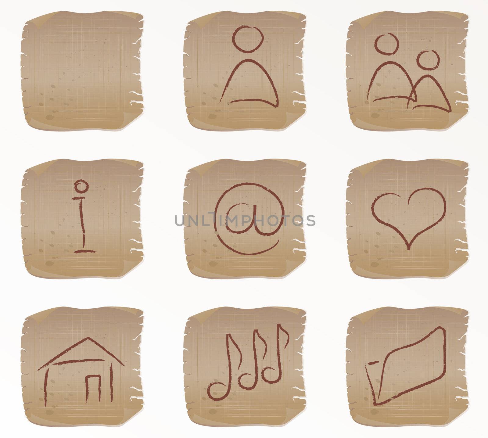 Vector illustration of the beige square web buttons set1