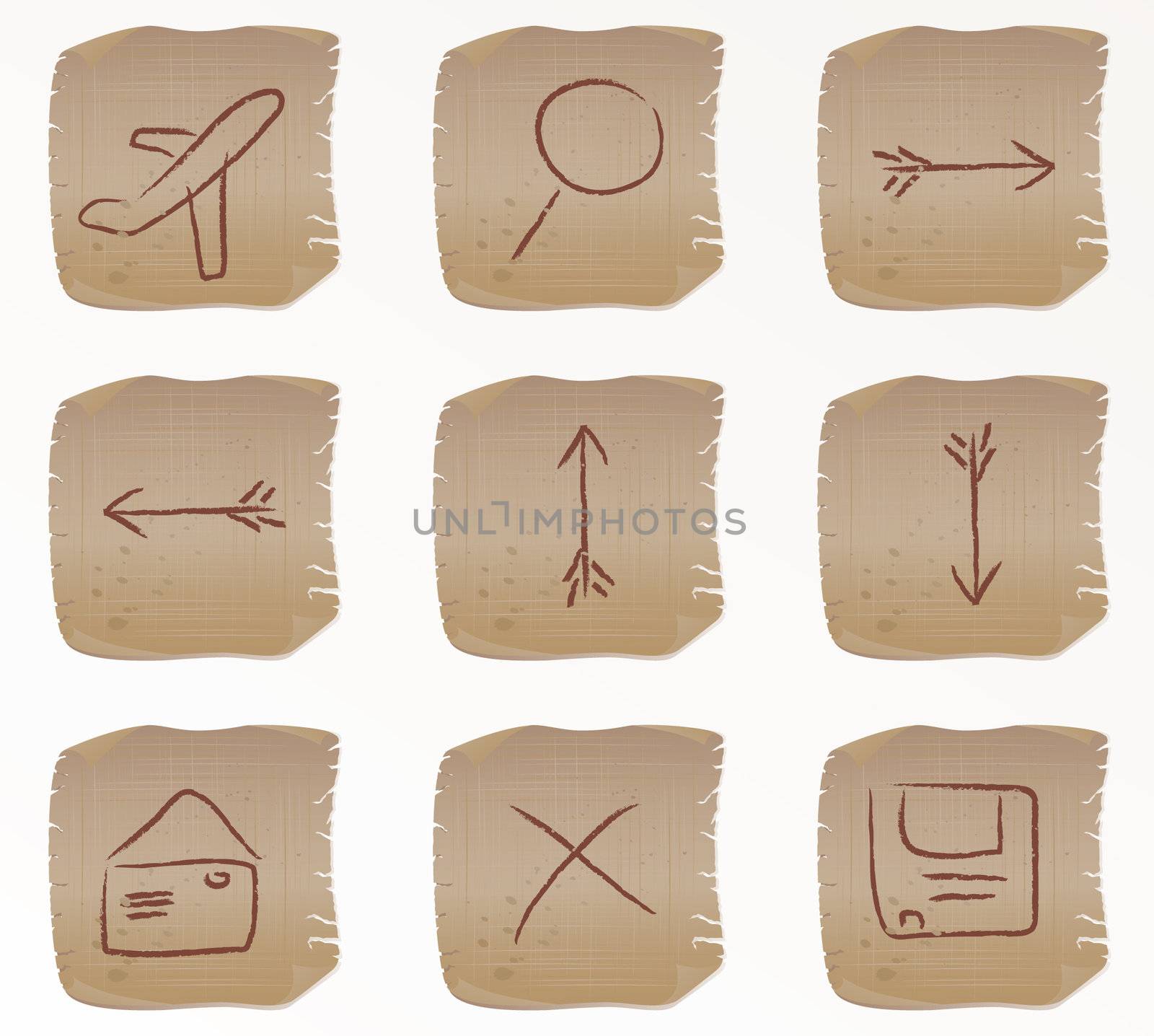 Vector illustration of the beige square web buttons set2