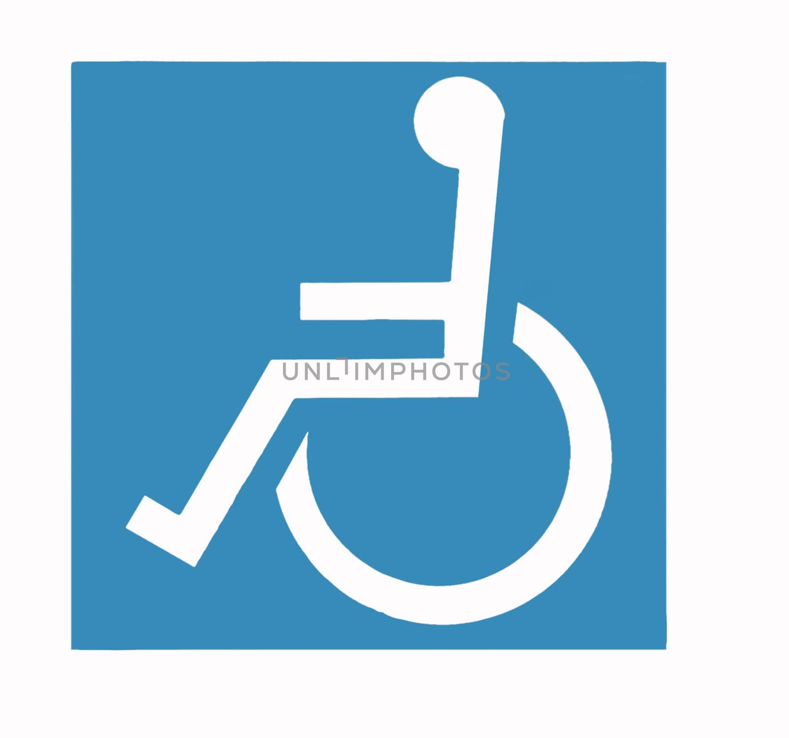 Wheel-Chair Sign, White on Blue