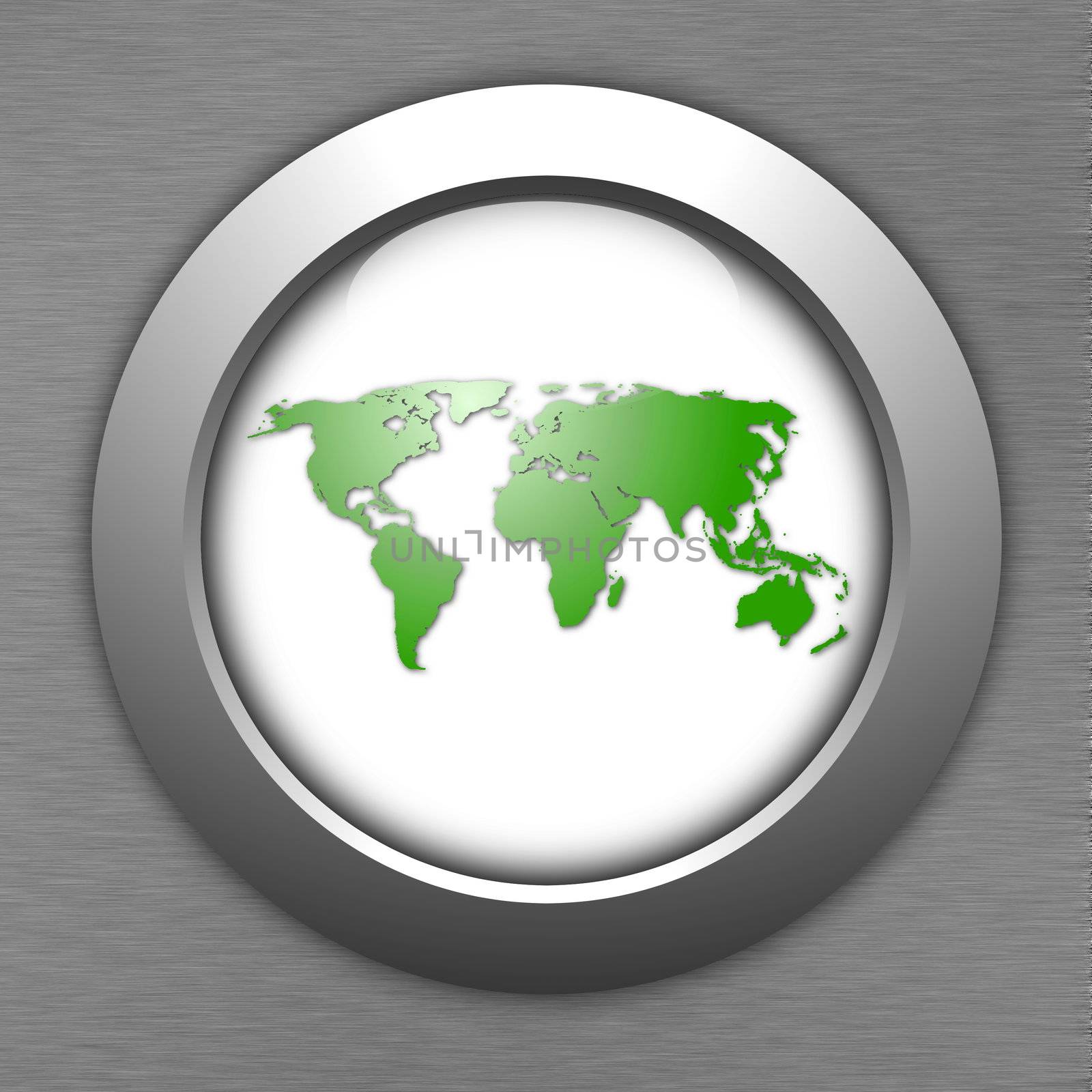 globe or world map in a button illustration