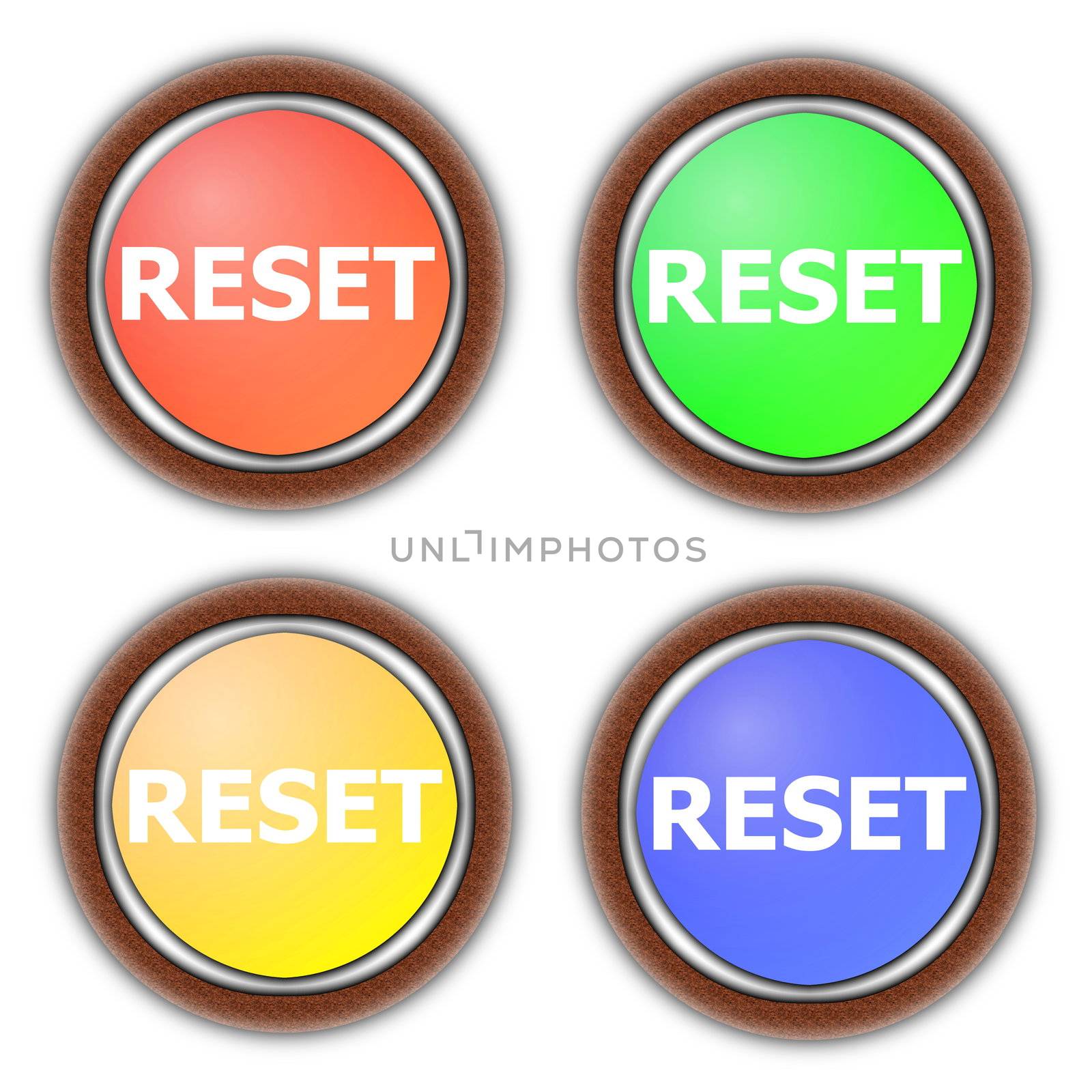 reset button collection isolated on white background