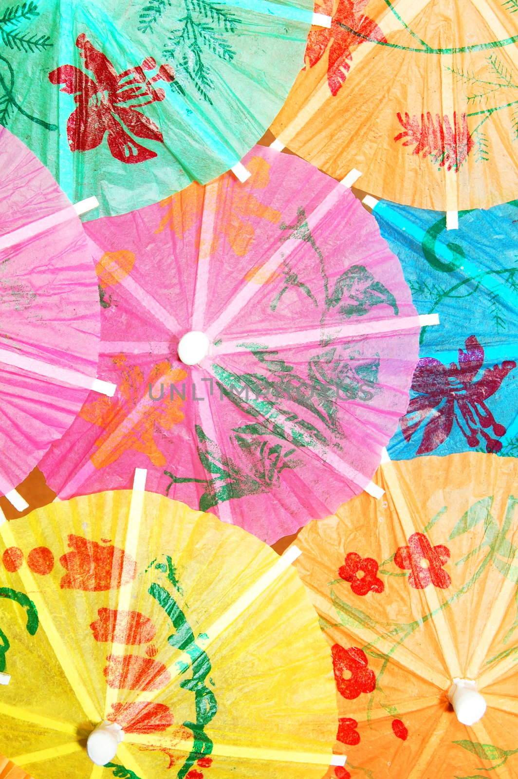 party background with cocktail umbrella and copyspace