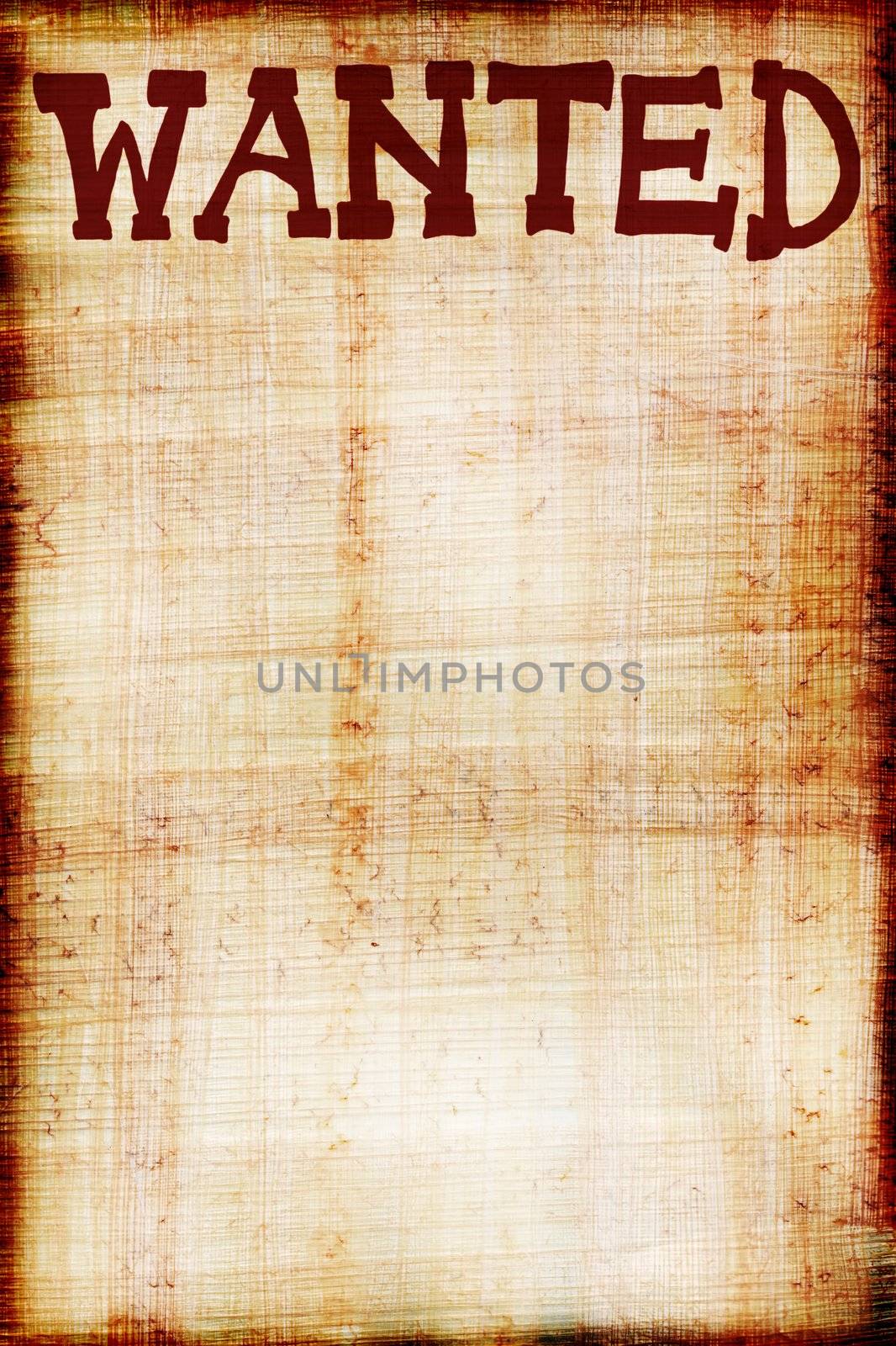 Wanted sign on papyrus background