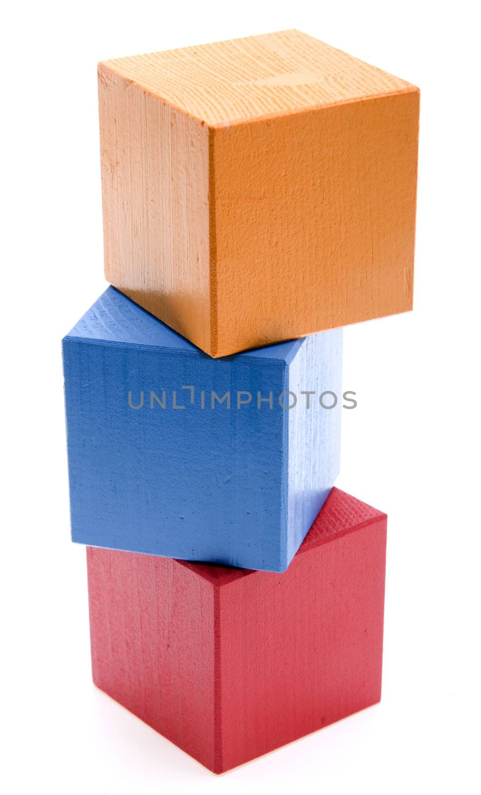 Toy cube color tower isolated