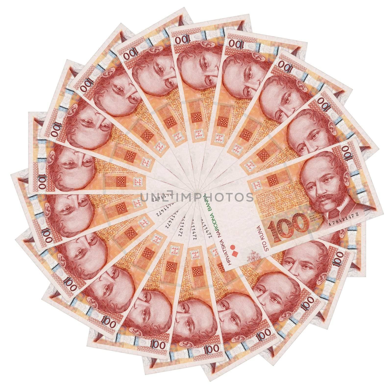 Croatian bank note in circle