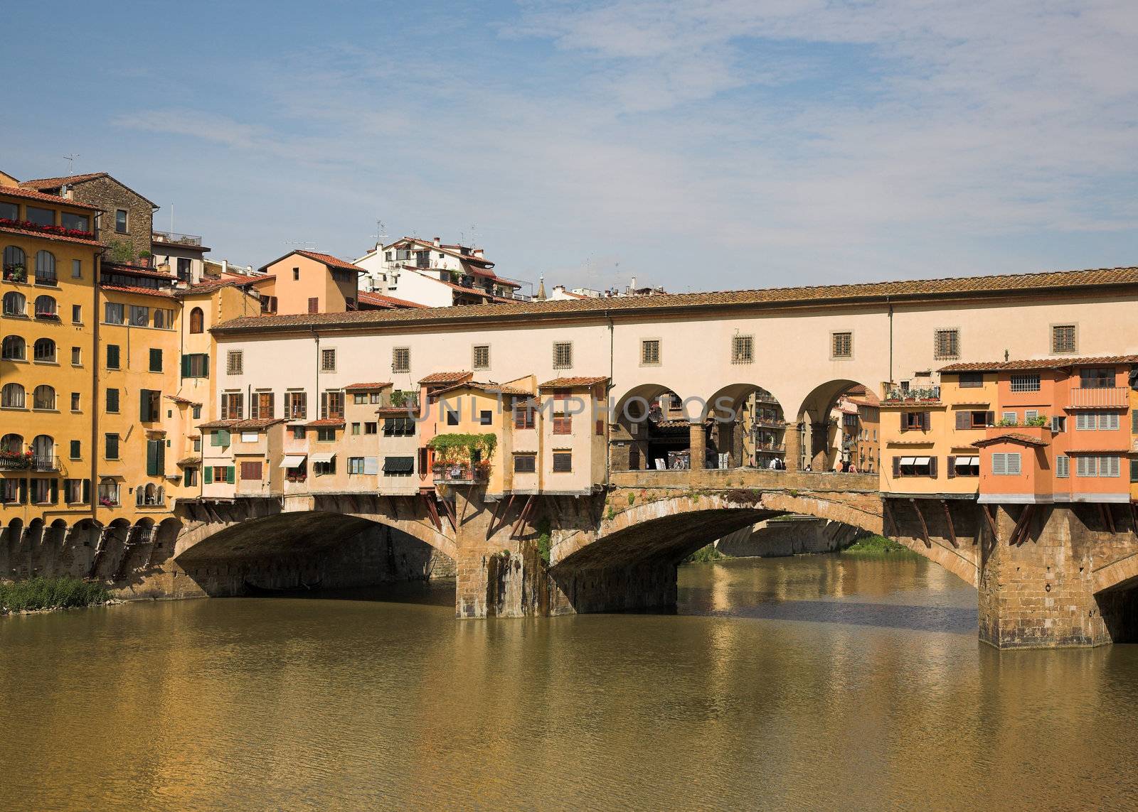 The Ponte Vecchio bridge across the River Arno in Florence.