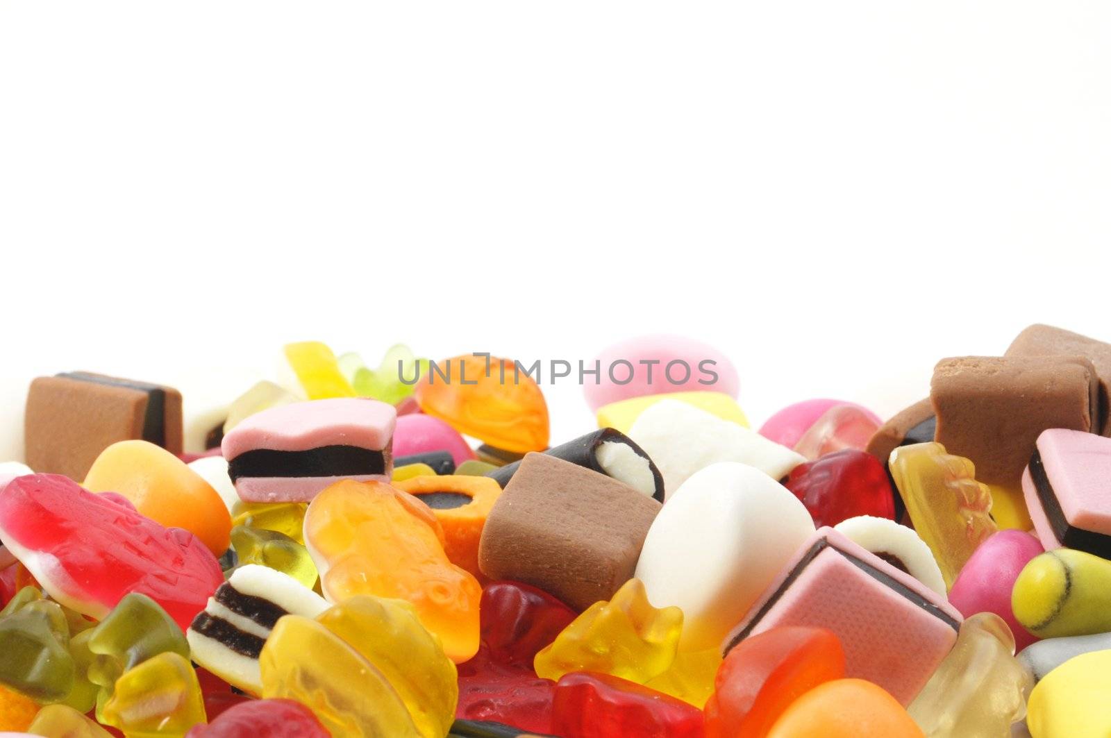 candy sweets showing unhealthy food concept with blank and empty space for your text
