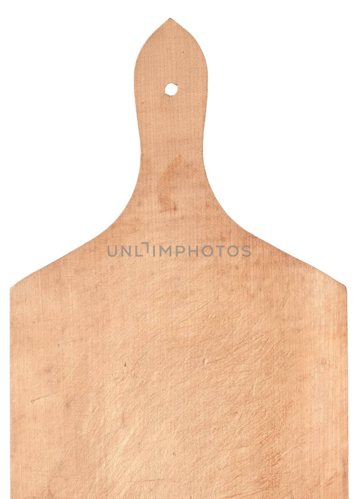 Wooden cooking board on white