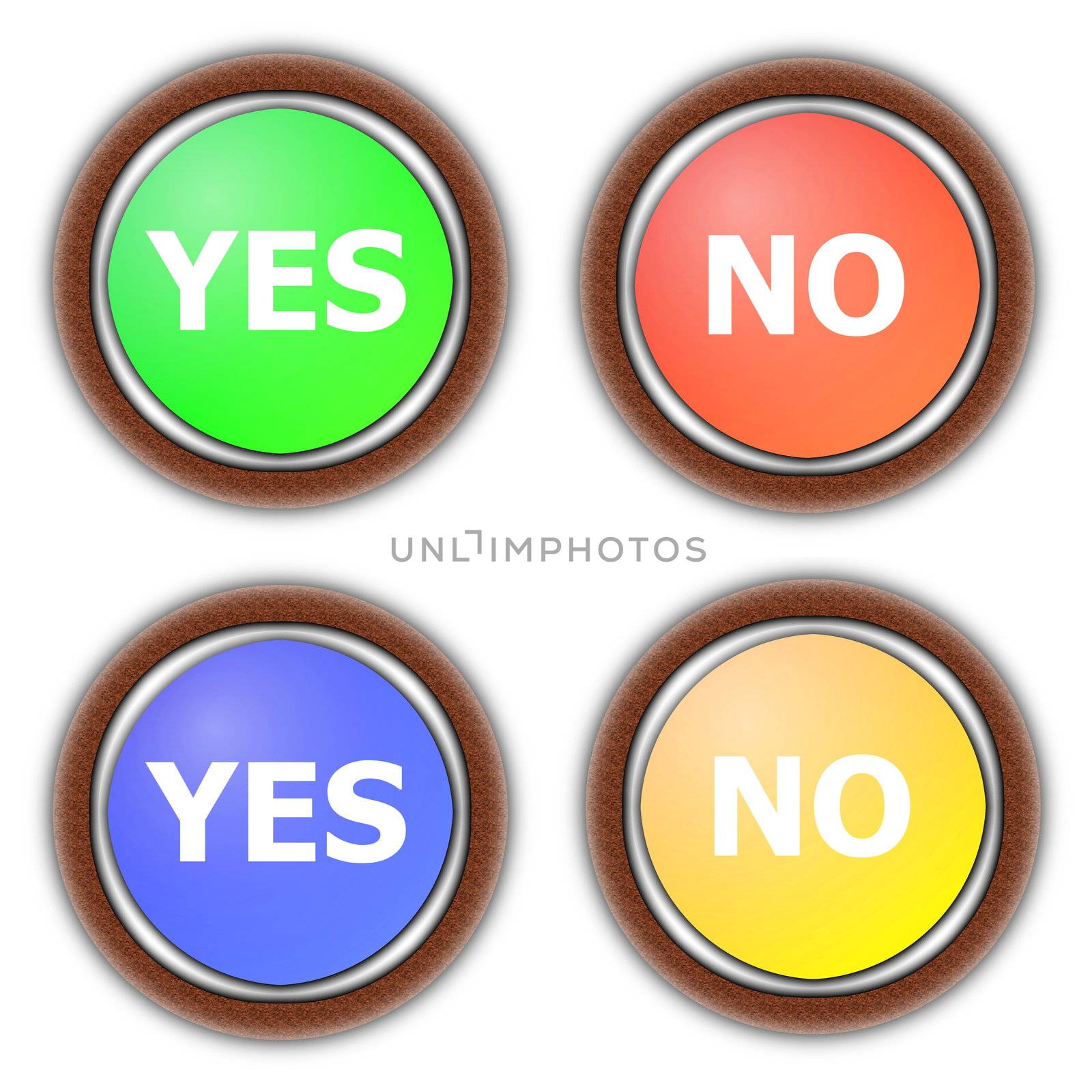 yes and no button collection isolated on white background
