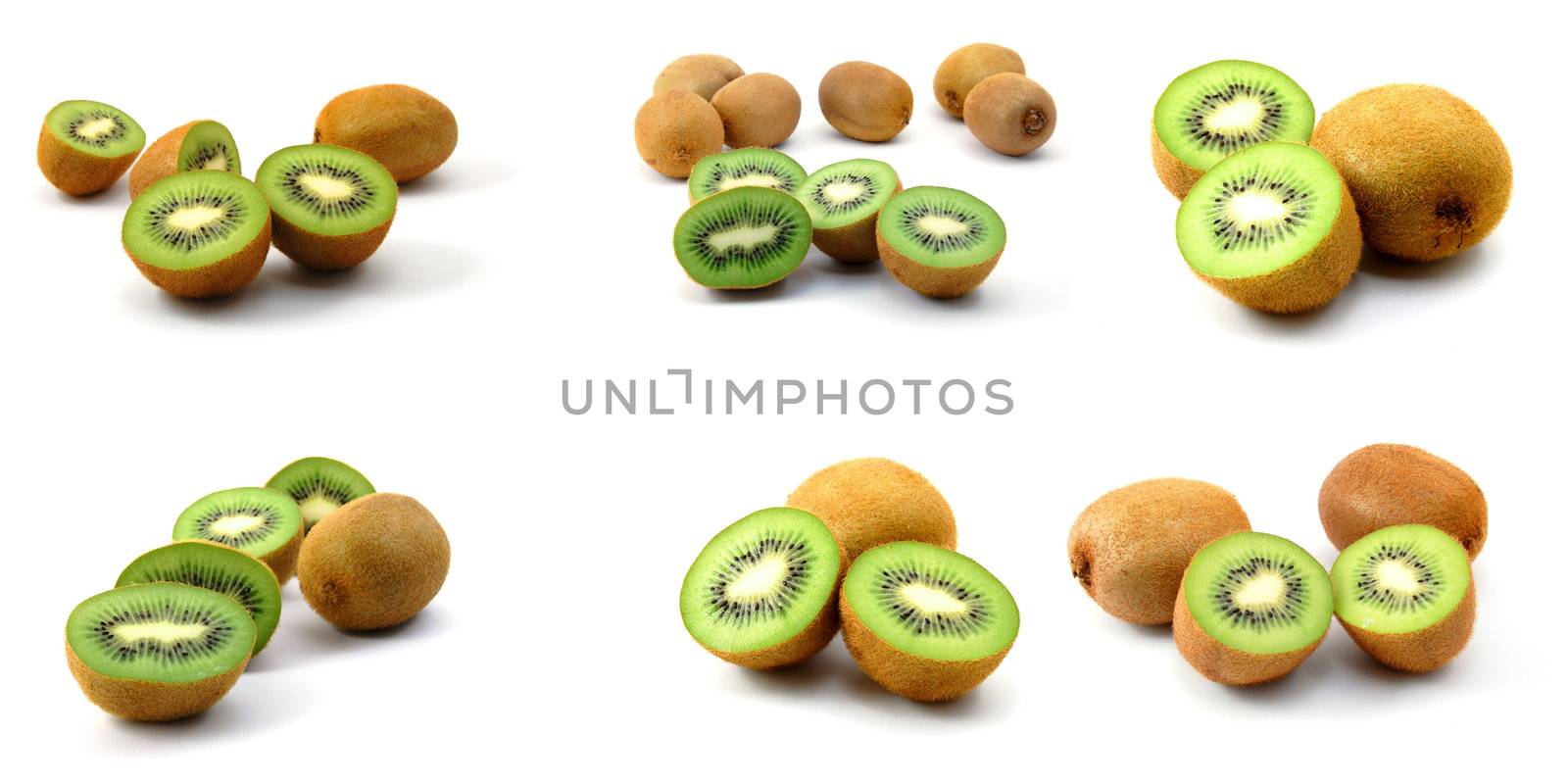 kiwi fruit food collection isolated on white background