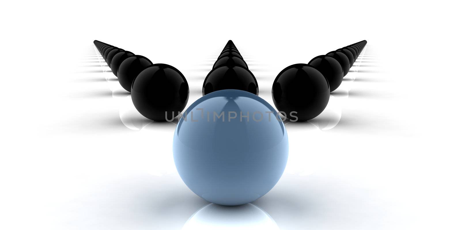 Two colored spheres as concept for leadership, teamwork