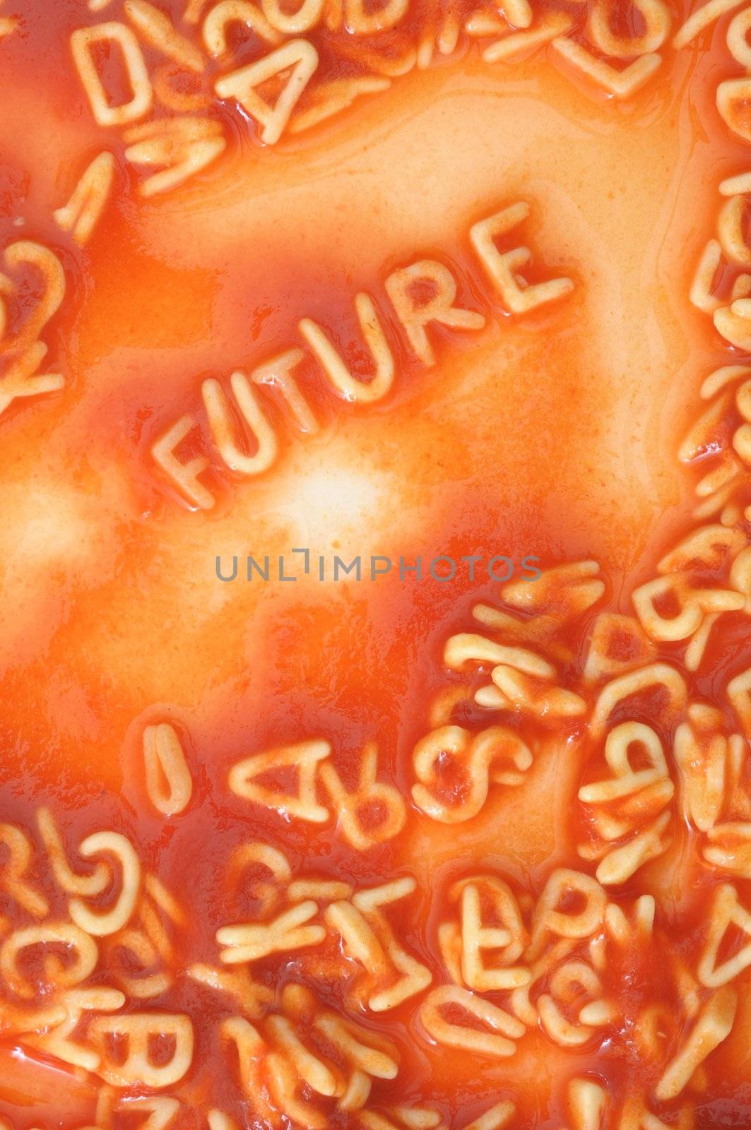 future forecast concept with red past alphabet