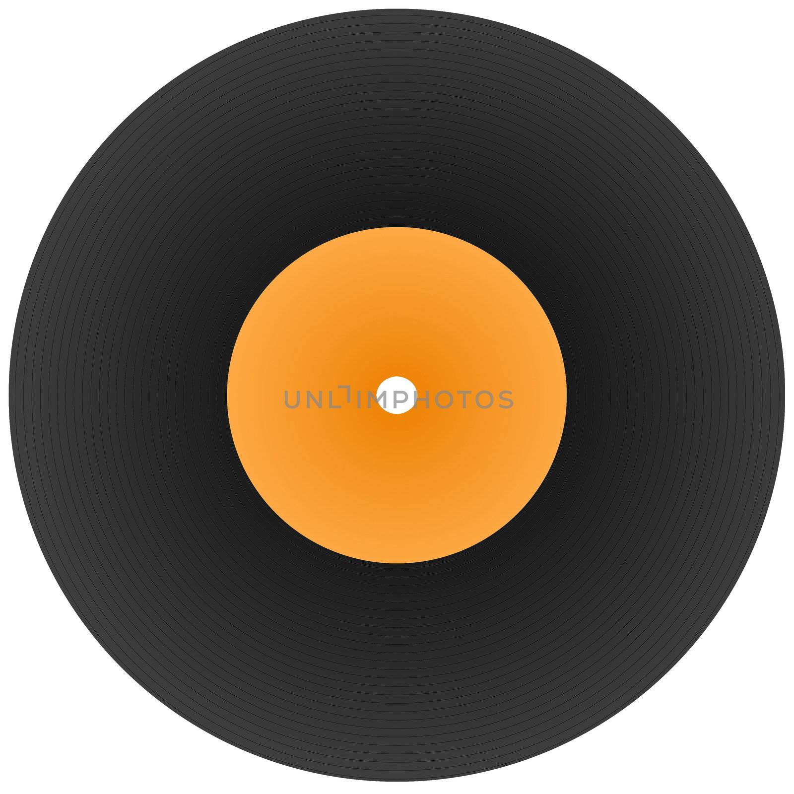 disk record for music with blank label isolated on white