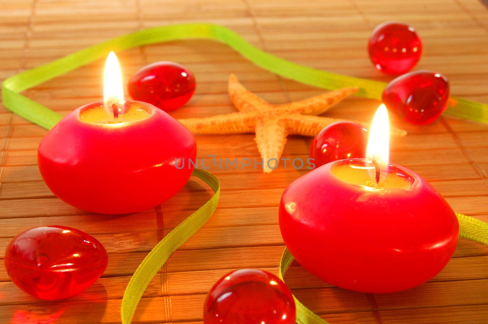 christmas candle or spa decoration showing relaxation