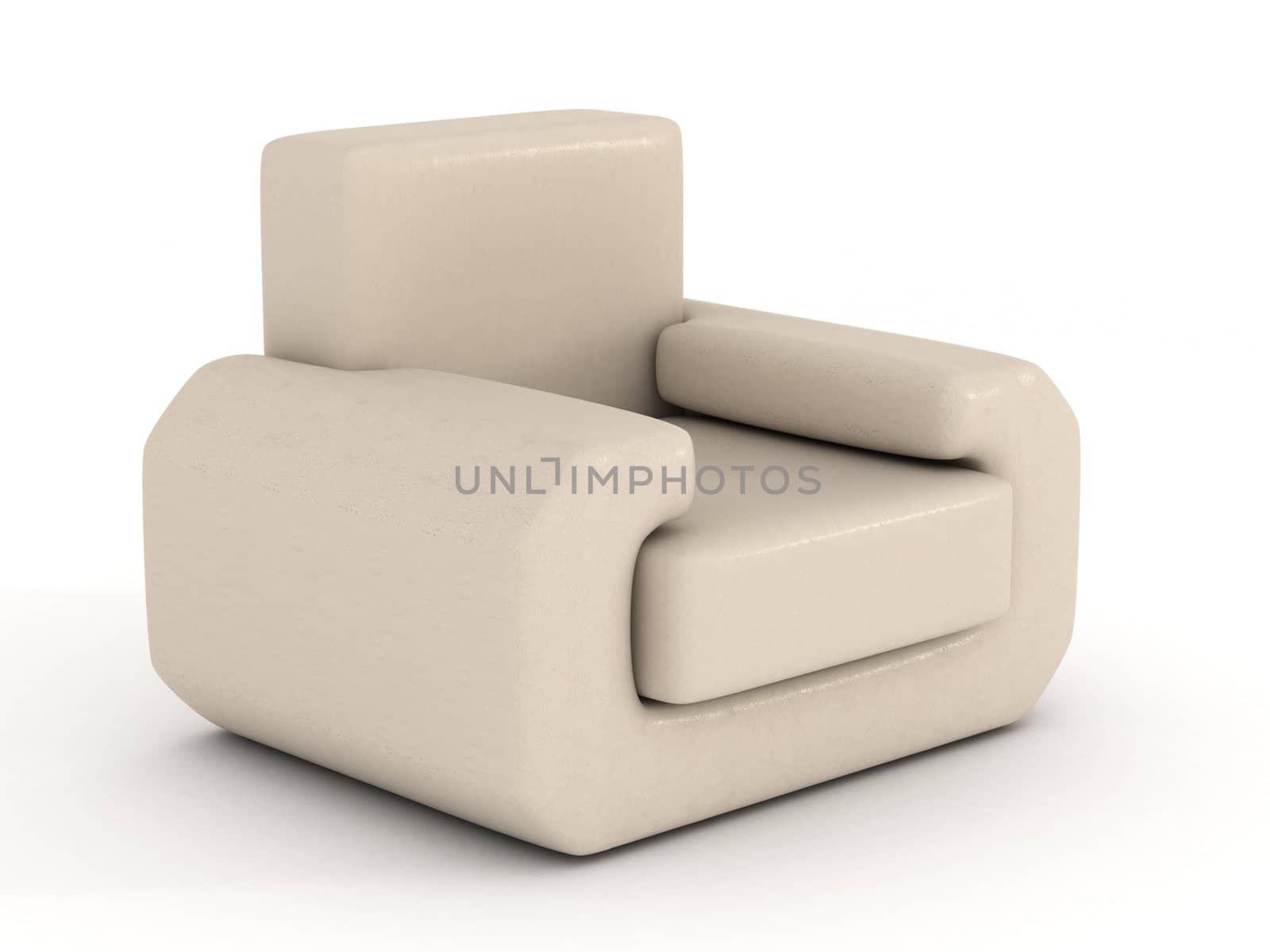 leather armchair on a white background. 3D image.