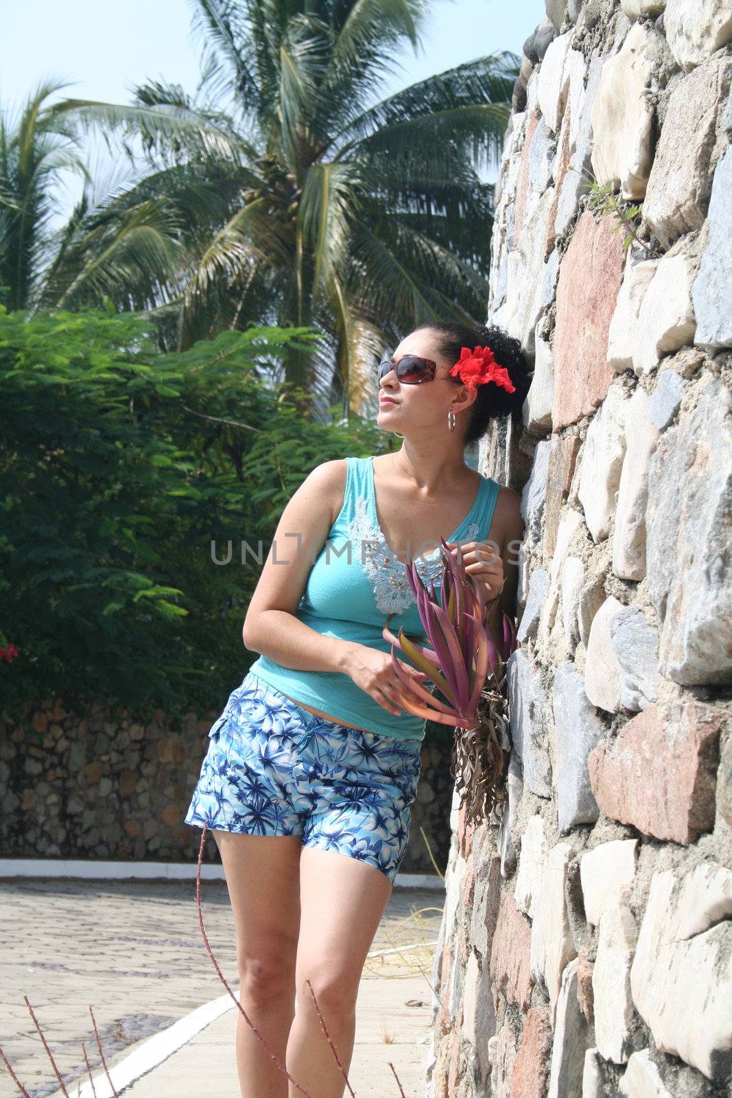 Young latin woman tropical portrait