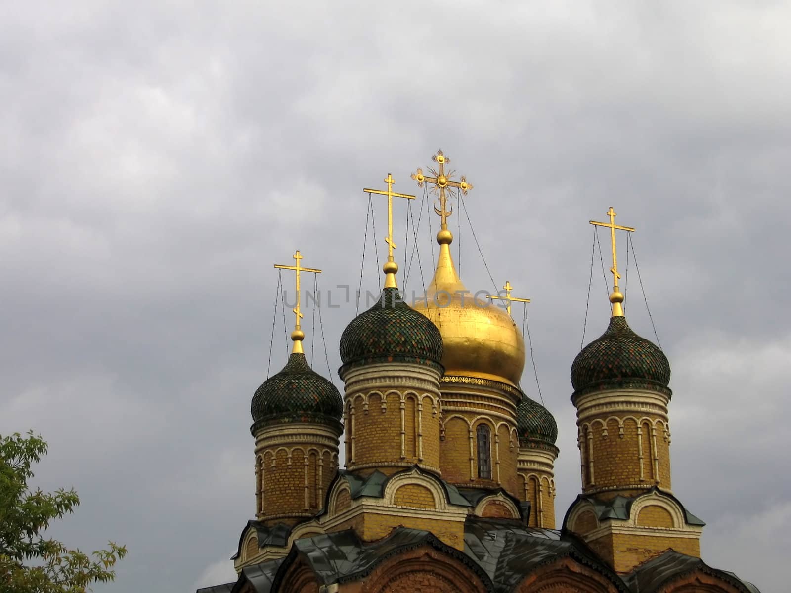 Beautiful orthodox church with gold dome in Moscow