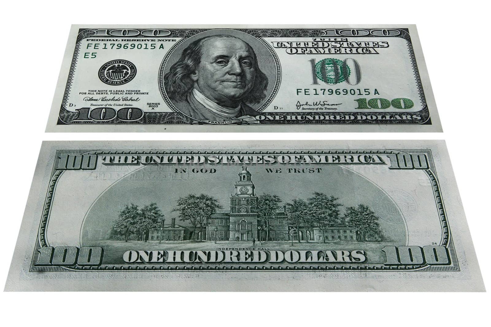 The isolated image of paper banknotes of US dollars