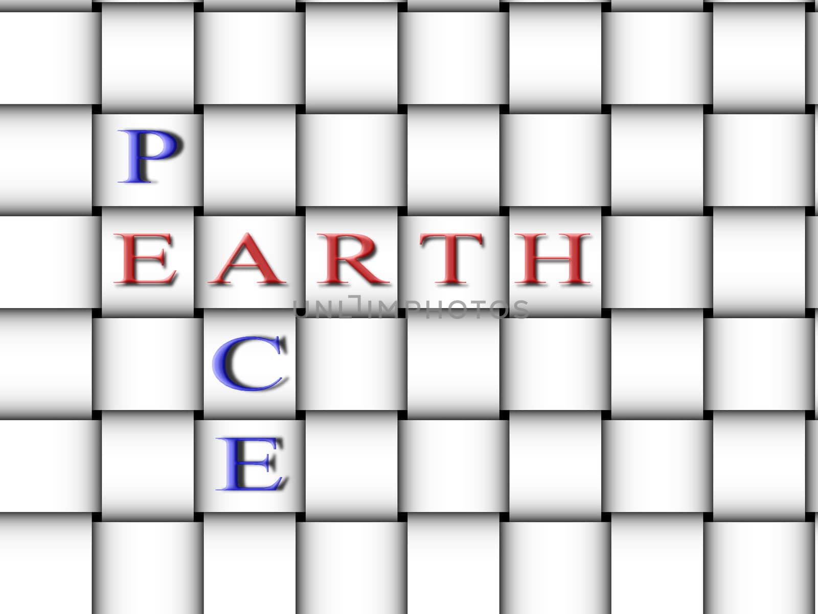 Combination of words peace and Earth on a background of a map