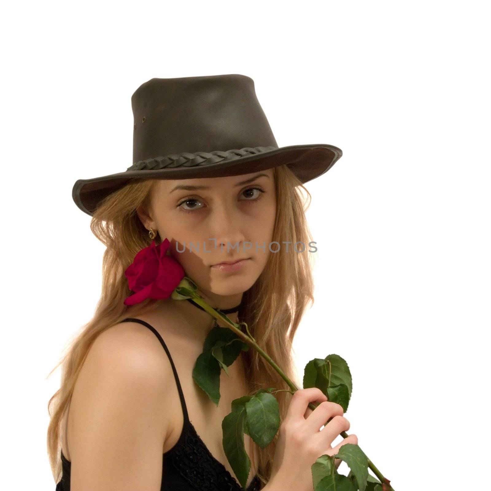 beauty Girl with red rose by Jim