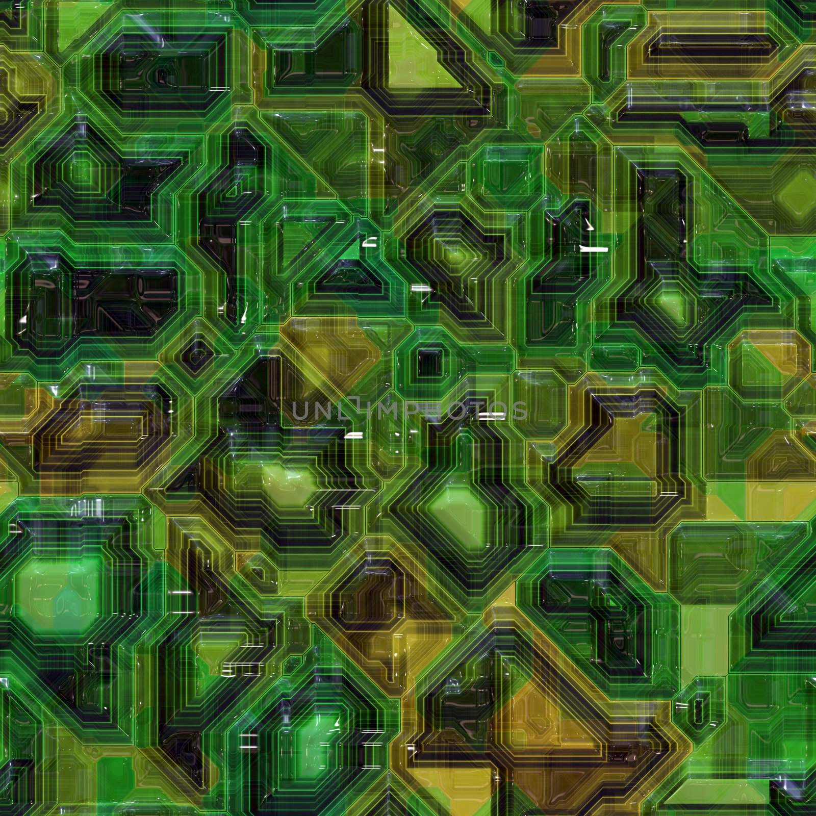 Seamless computer circuity pattern in a green tone.