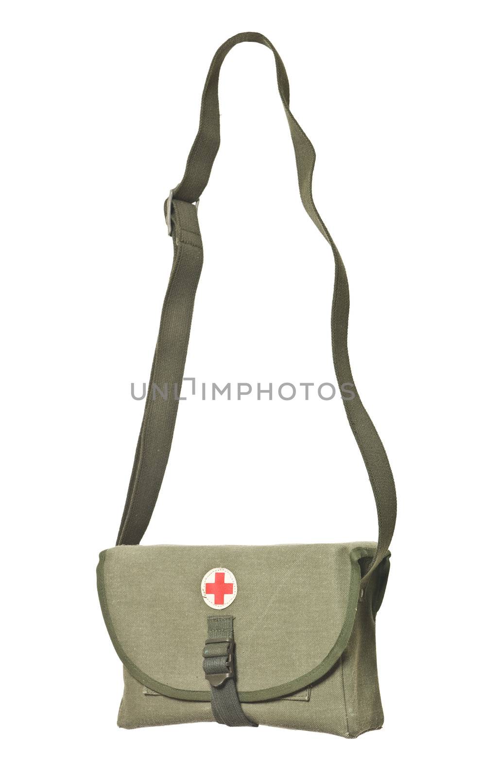 Retro First Aid Bag isolated on white background