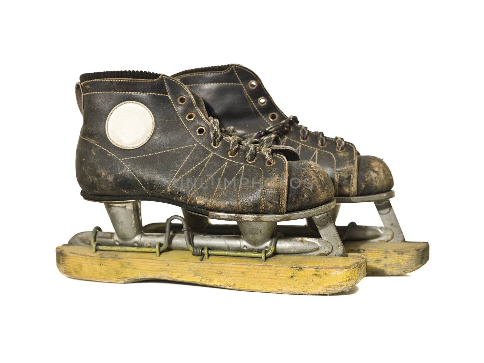 Vintage ice skates isolated on white background