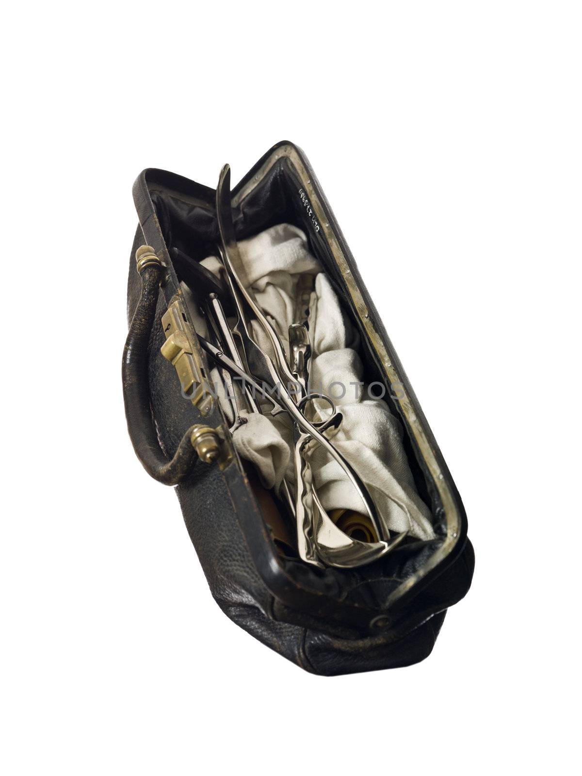 Retro doctor bag isolated on a white background