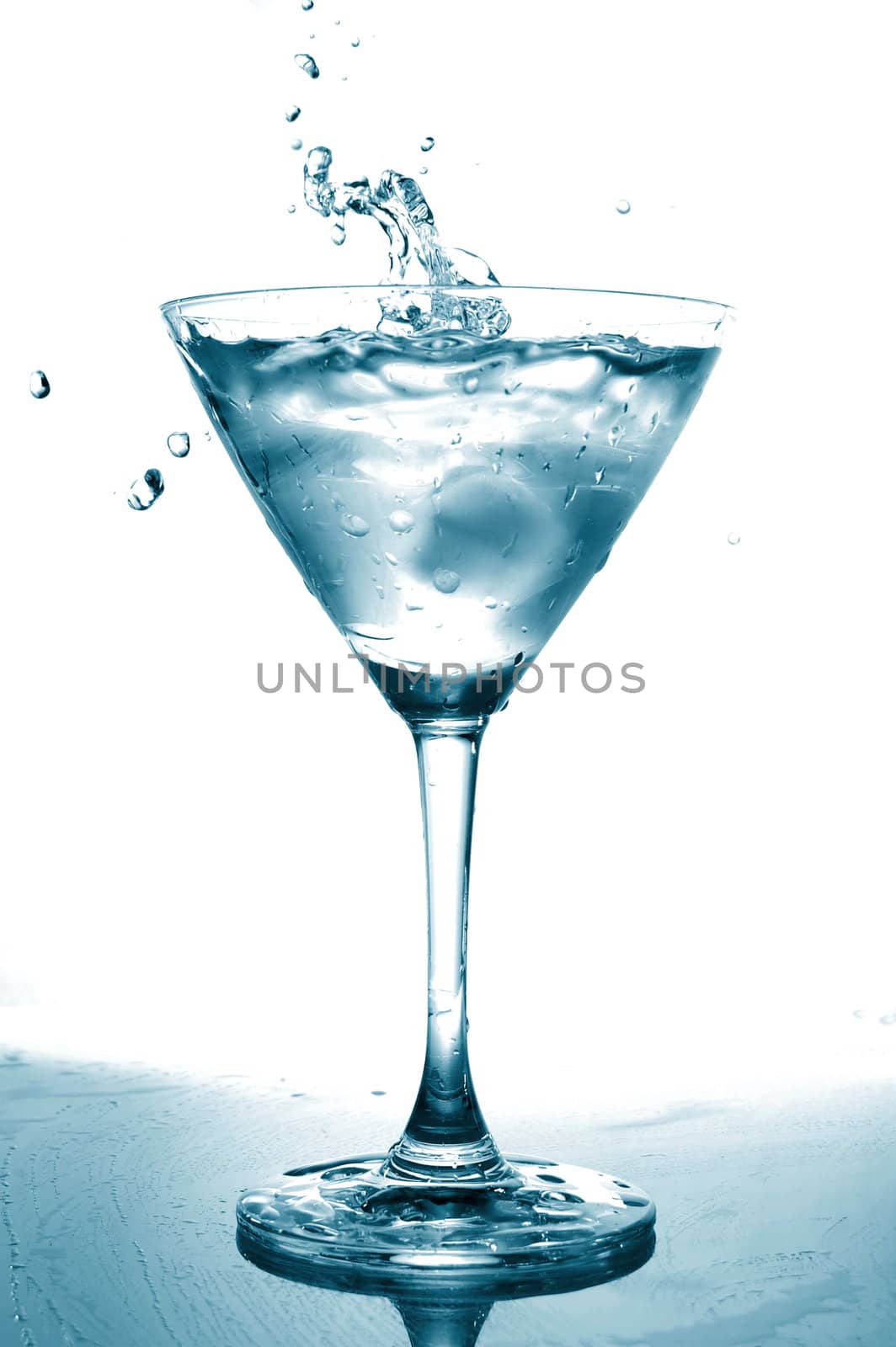 glass of water with splash isolated on white background