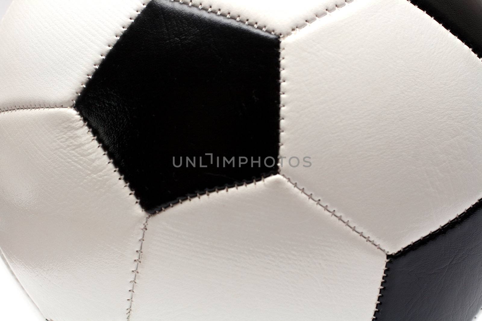 fragment of football soccer ball close-up
