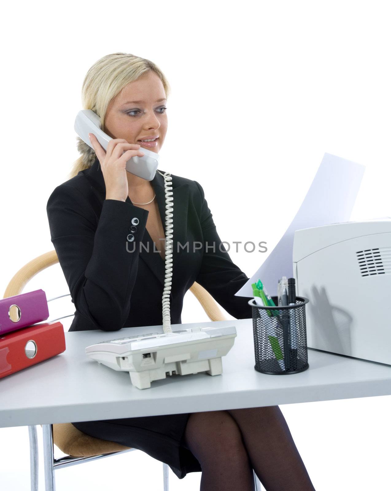 bussines woman  working on isolated background