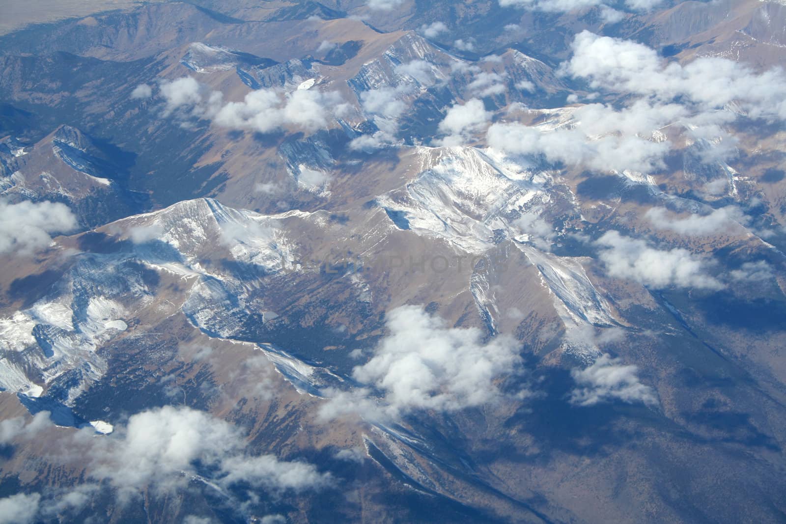 Snow dusted rocky mountains