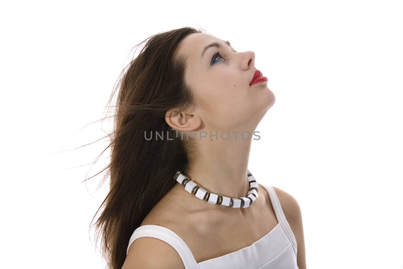 Portrait of the young beautiful girl on insulated background
