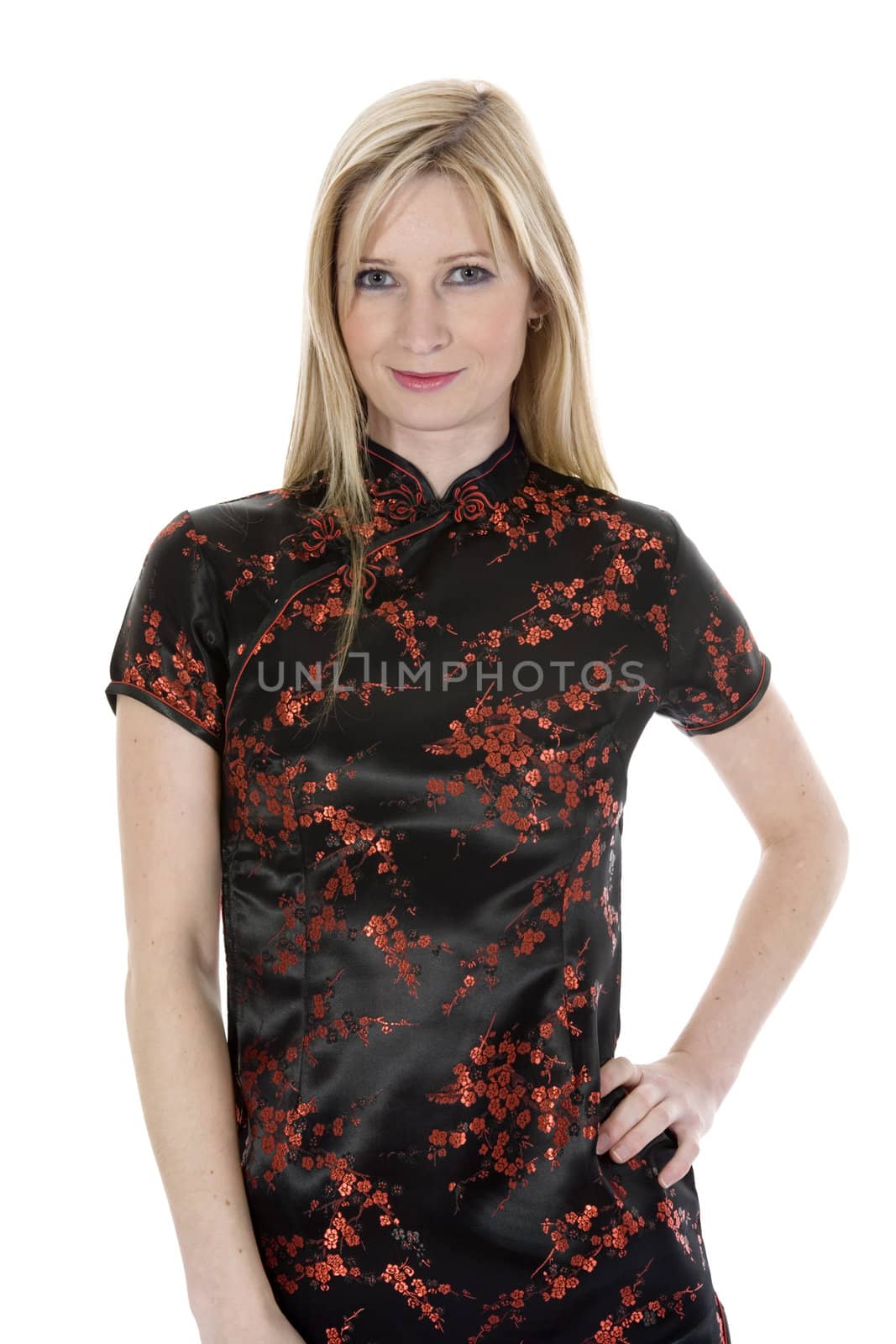 Portrait of the young beautiful blonde  on insulated background