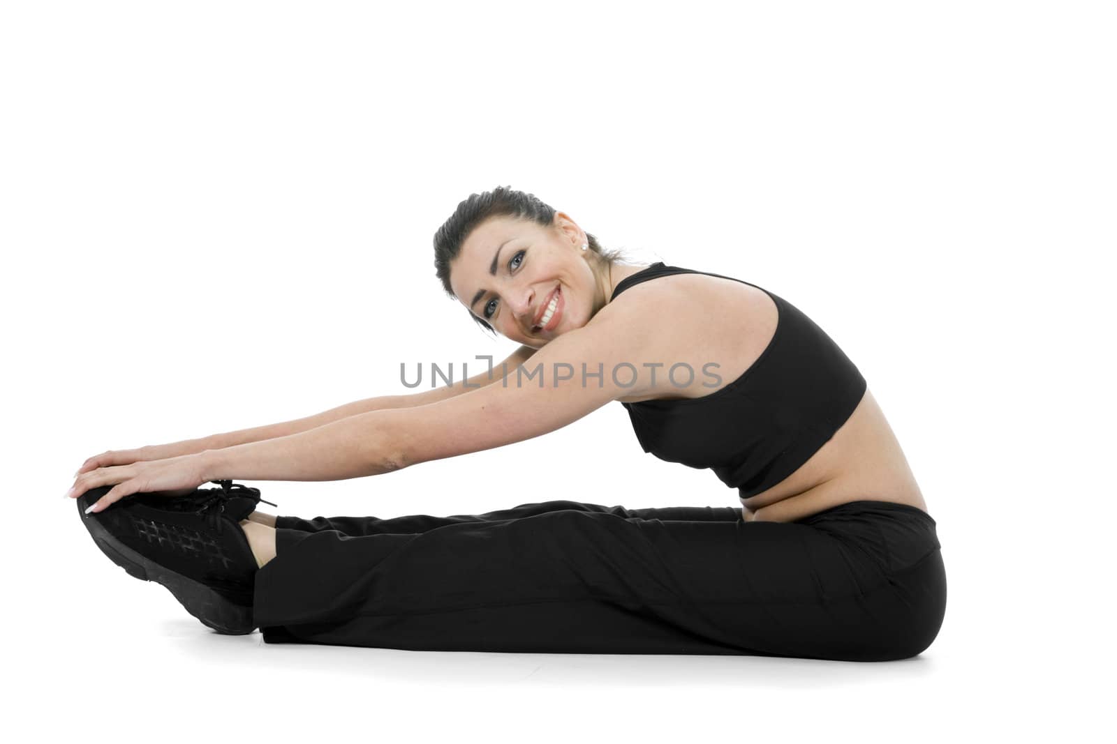 woman practicing fitness  on  isolated background
