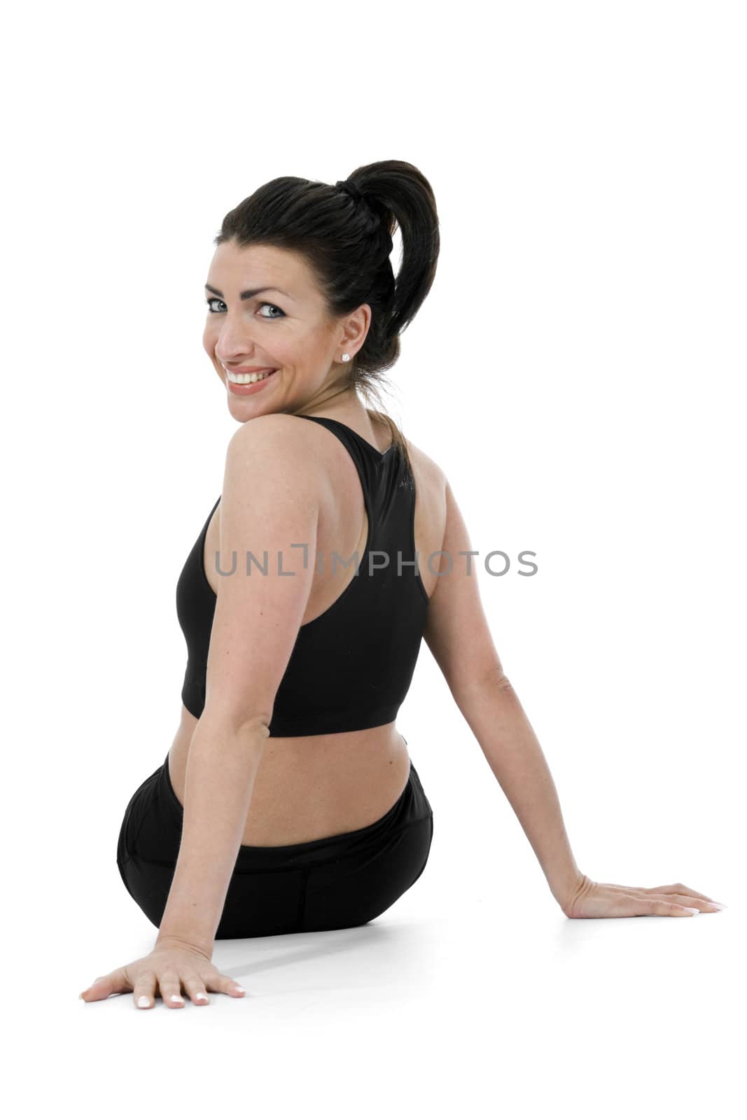 woman practicing fitness  on  isolated background