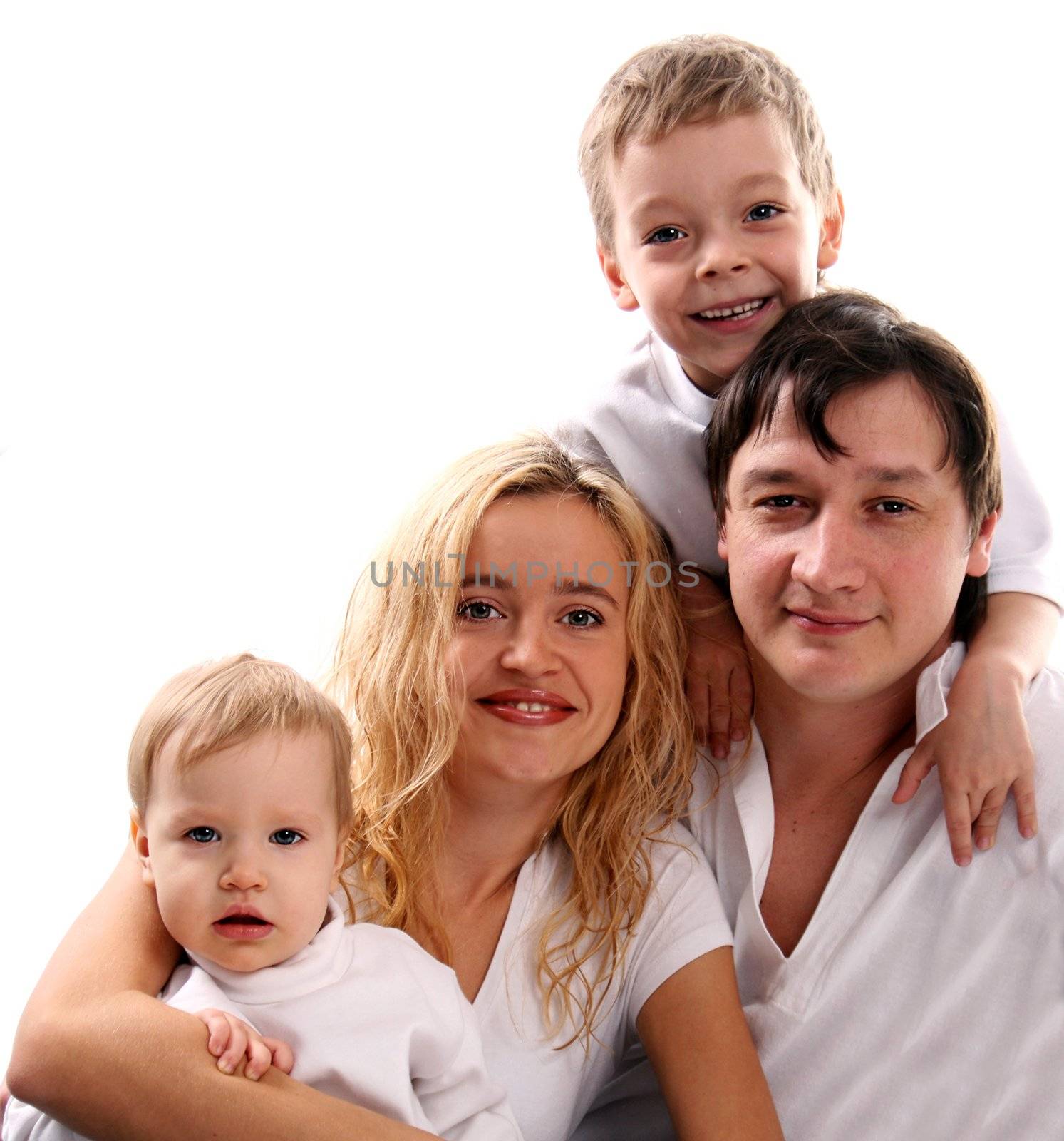  happiness family on the white