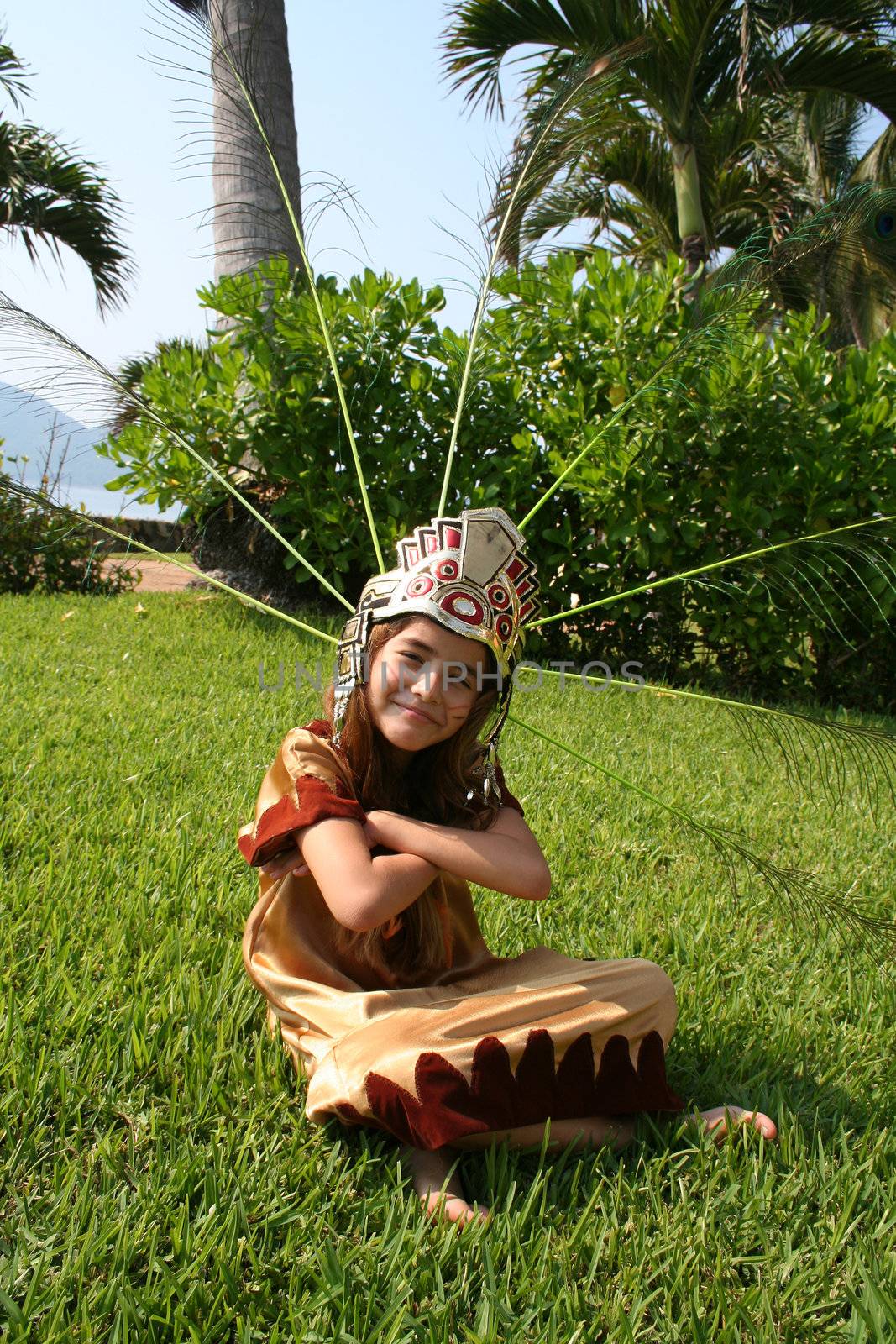 Young girl in native costume dress