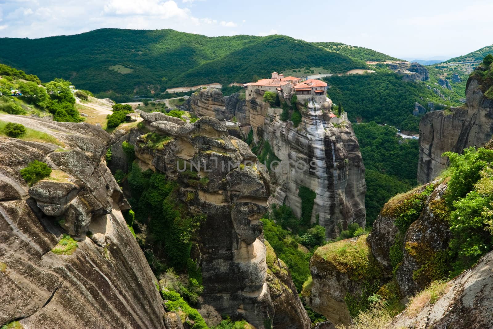 View at Meteora Rocks with The Holy Monastery of Great Meteoron