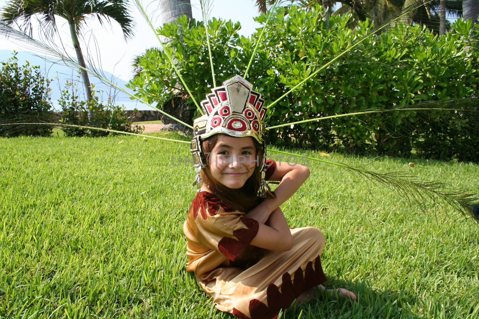 Young girl in native costume dress