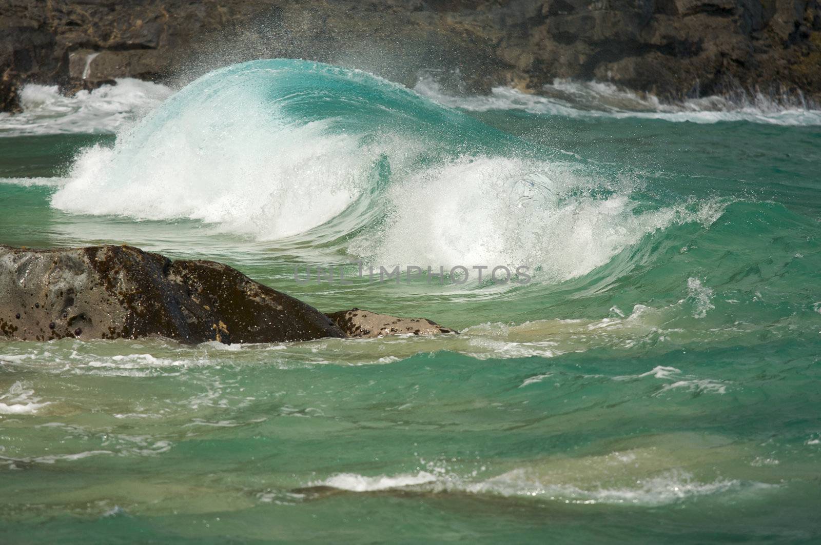 Crashing Wave on the Napali Coast by Feverpitched