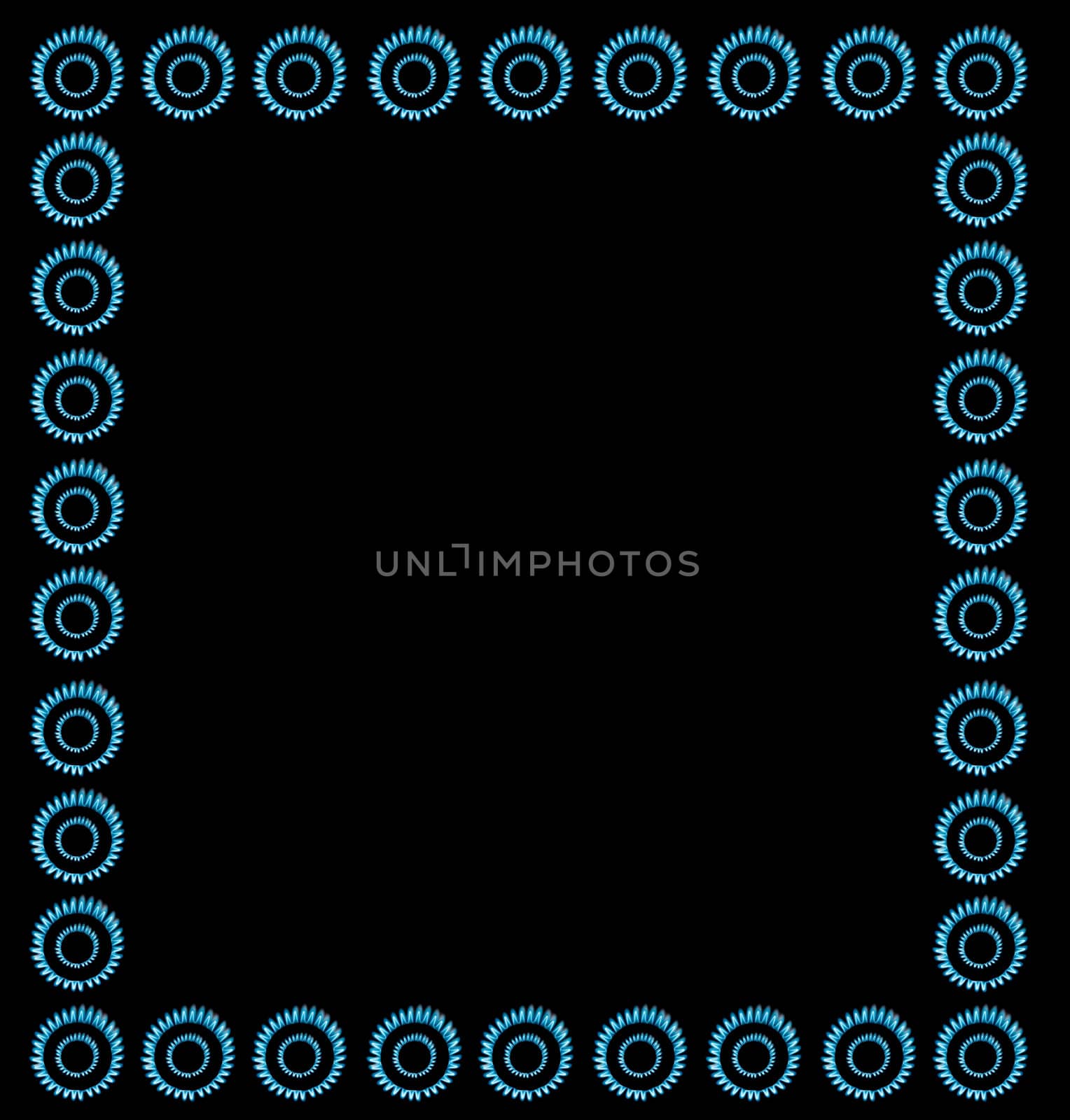 background frame made of blue gas burner pattern with copy space